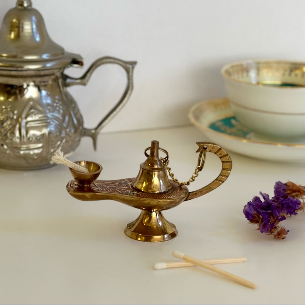 SOLD Aladdin Style Tiny Brass Oil Lamp